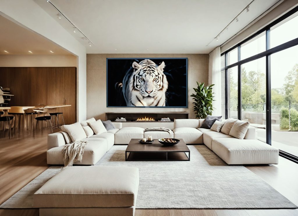 Salon con pantalla grande